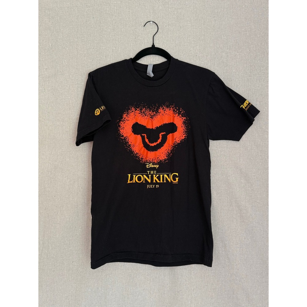 Disney The Lion King Movie Promo T-Shirt Black Simba Heart Graphic Mens Medium
